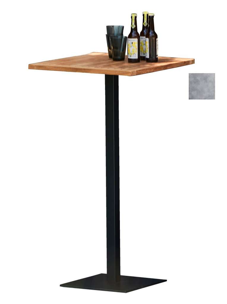 Way Tisch - Platte zementoptik - 60 x 60 cm - Gestell schwarz - Säule 5 x 5 cm - indoor