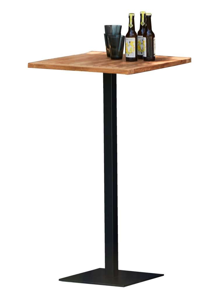 Way Tisch - Platte Teak natur - 60 x 60 cm - Gestell schwarz - Säule 5 x 5 cm - indoor