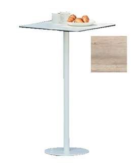 Way Tisch - Platte holzoptik - 60 x 60 cm - Gestell weiß - Säule Ø 5 cm - indoor