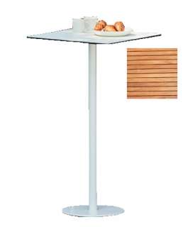 Way Tisch - Platte Teak natur - 60 x 60 cm - Gestell weiß - Säule Ø 5 cm - indoor