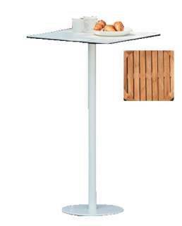 Way Tisch - Platte Teak natur - Ø 60 cm - Gestell weiß - Säule Ø 5 cm - indoor