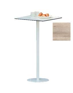 Way Bistrotisch - Platte holzoptik - 60 x 60 cm - Gestell weiß - Säule Ø 5 cm - indoor