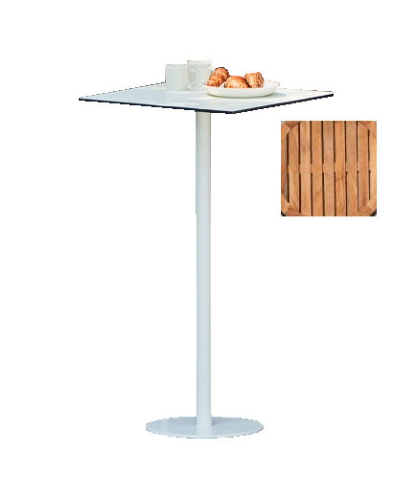 Way Bistrotisch - Platte Teak natur - Ø 60 cm - Gestell weiß - Säule Ø 5 cm - indoor