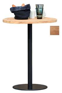 Way Bistrotisch - Platte Teak natur - 60 x 60 cm - Gestell schwarz - Säule Ø 5 cm - indoor