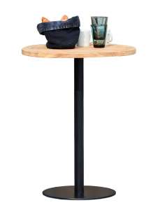 Way Bistrotisch - Platte Teak natur - Ø 60 cm - Gestell schwarz - Säule Ø 5 cm - indoor