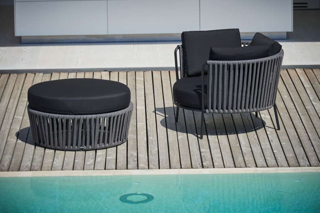 Sunderland Rope XL Loungehocker oder Beistelltisch - schwarz - indoor
