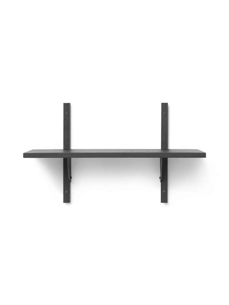 ferm LIVING - Sector Regal - 1 Regalböden schmal - schwarzes Messing - schwarze Esche - indoor