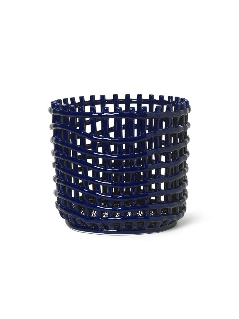 ferm LIVING - Ceramic Korb - groß - blau - indoor