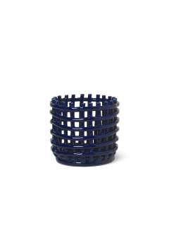 ferm LIVING - Ceramic Korb - klein - blau - indoor