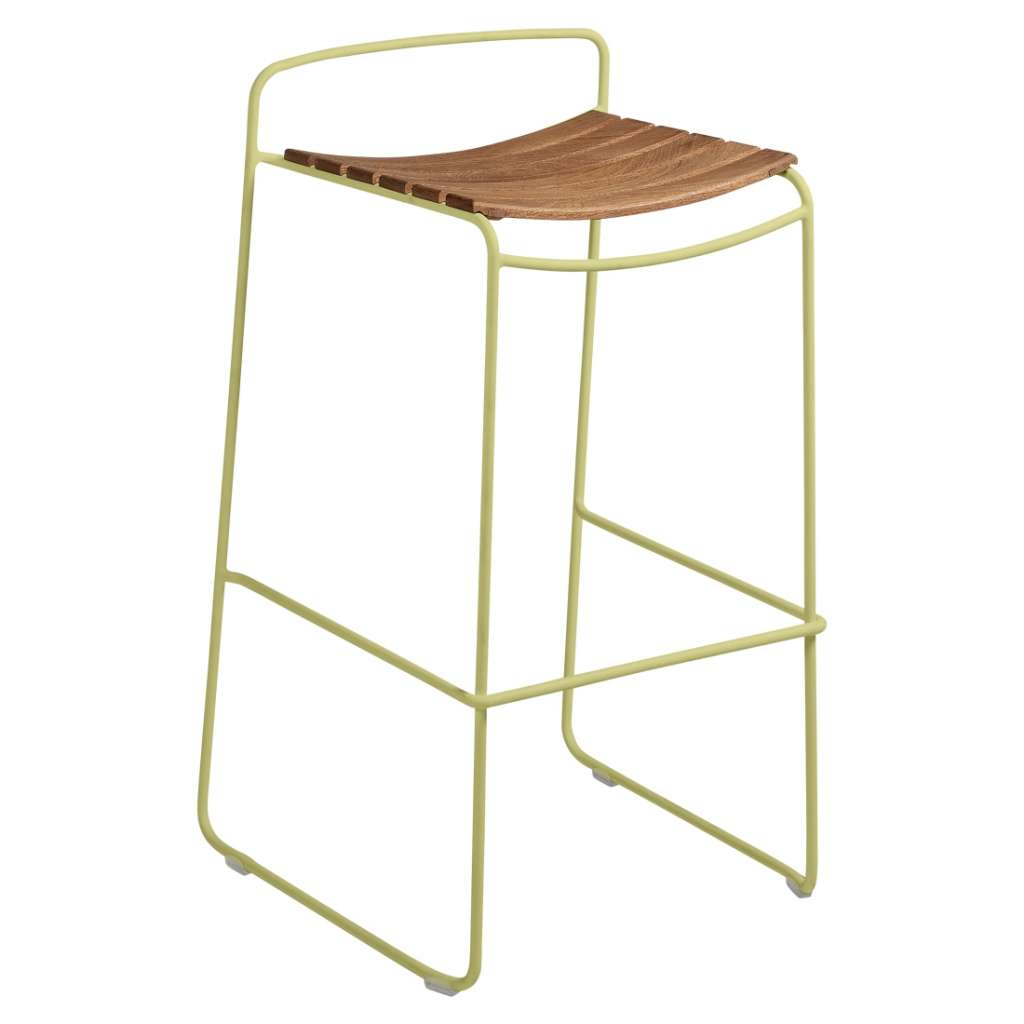 Fermob - SURPRISING Barhocker Teak - 65 Lindgrün - outdoor