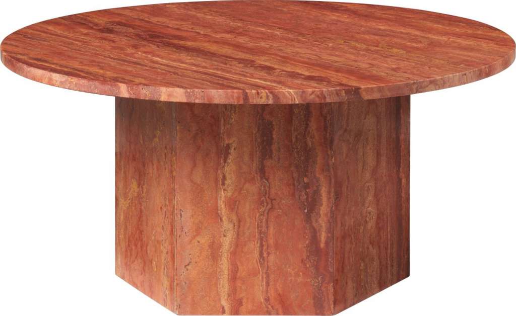 Gubi - Epic Couchtisch - Red Travertine - Ø 80 - indoor