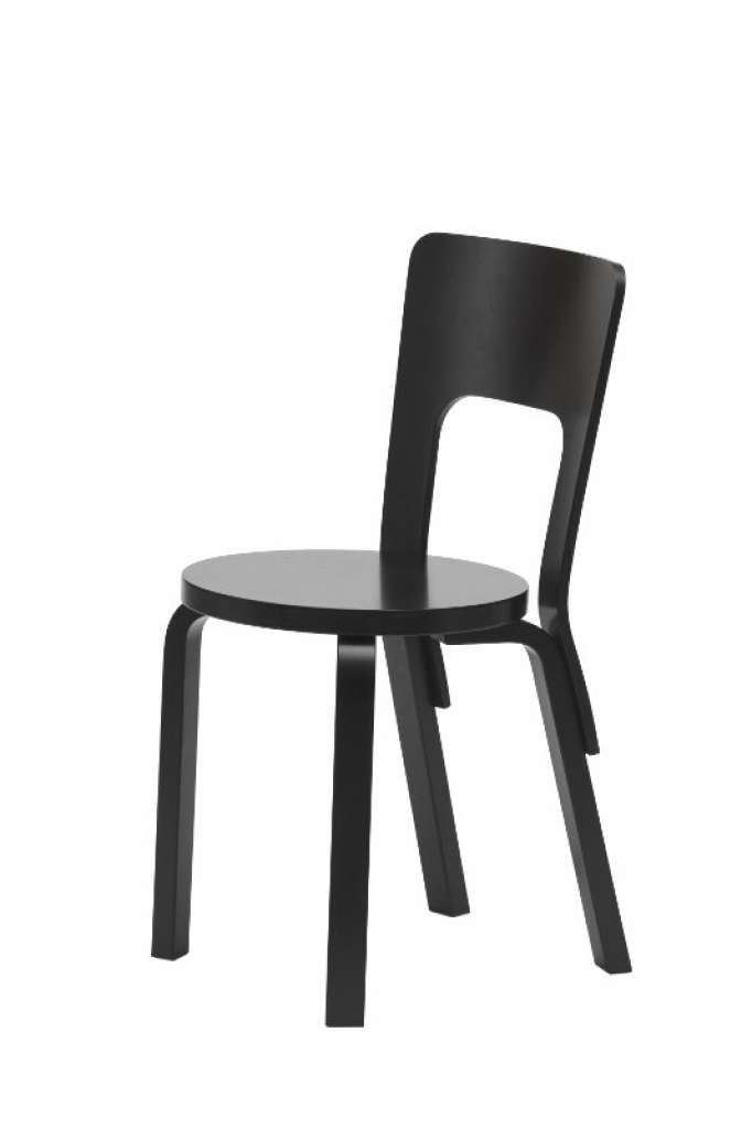 Artek - 66 Stuhl - Gestell Birke schwarz lackiert/Sitz Birke schwarz lackiert - indoor