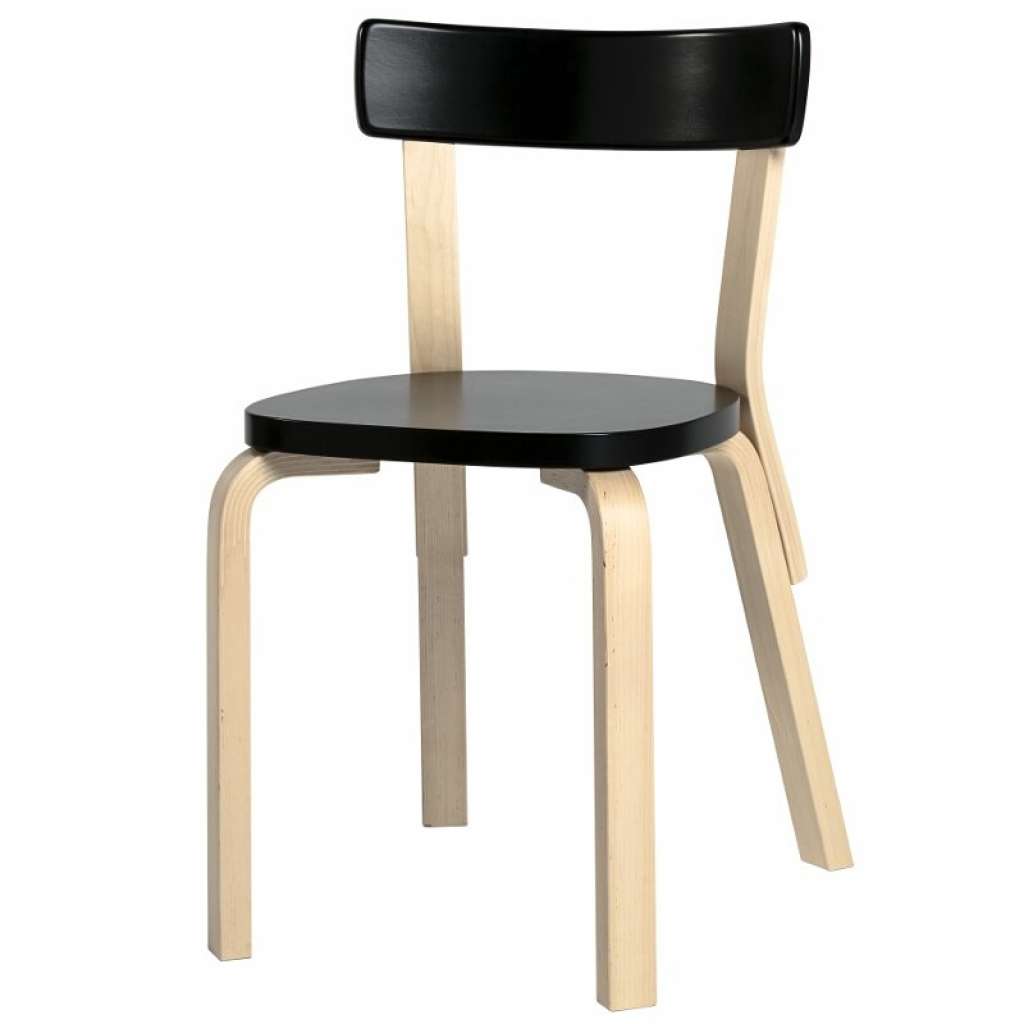 Artek - 69 Stuhl - Gestell Birke/Sitz schwarz/Rücken schwarz - indoor