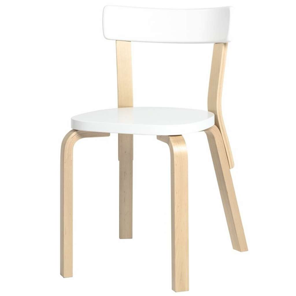 Artek - 69 Stuhl - Gestell Birke/Sitz weiß/Rücken weiß - indoor