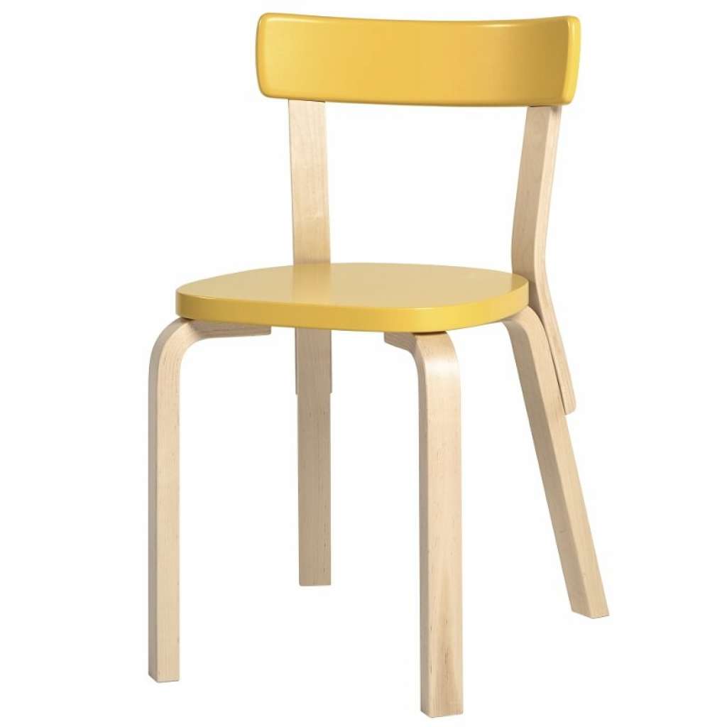 Artek - 69 Stuhl - Gestell Birke/Sitz gelb/Rücken gelb - indoor