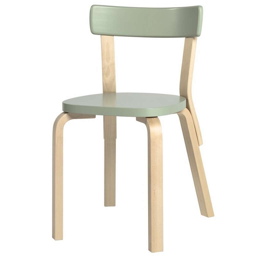 Artek - 69 Stuhl - Gestell Birke/Sitz grün/Rücken grün - indoor