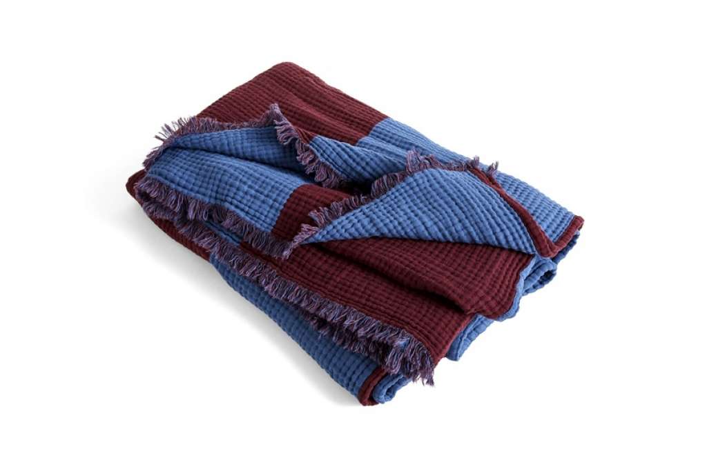 HAY - Crinkle Stripe Decke - burgundy - indoor