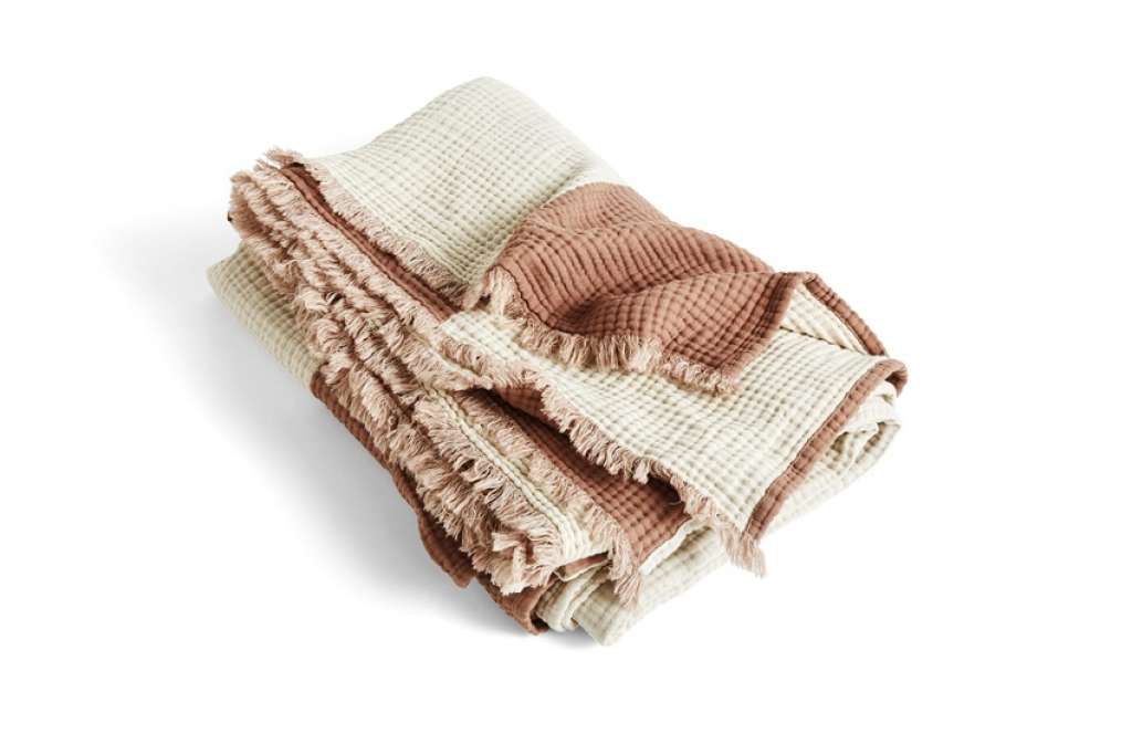 HAY - Crinkle Stripe Decke - cappuccino - indoor