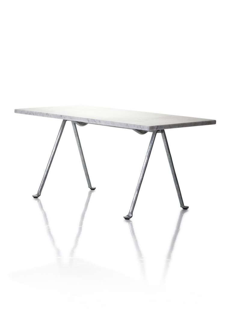 Magis - Officina Niedriger Tisch - 90 cm-Platte Carrara-Marmor-weiß/Gestell verzinkt - indoor