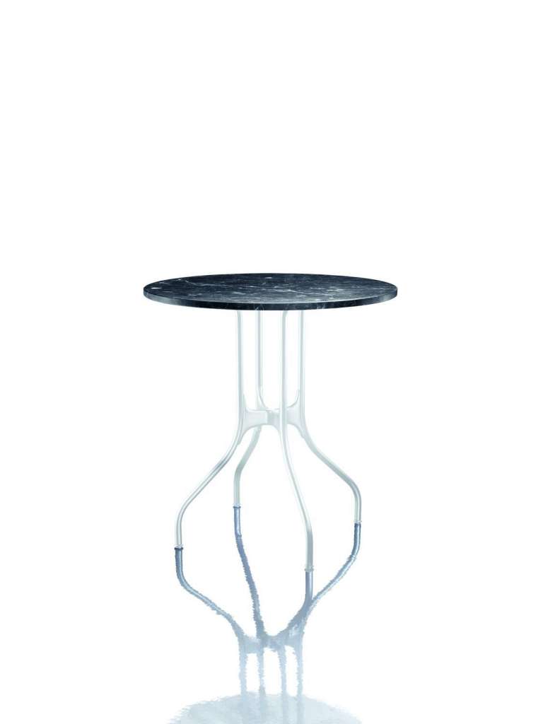 Magis - Mila rund Tisch - Ø60  - Platte Marquinia-Marmor, schwarz - Gestell weiß - indoor