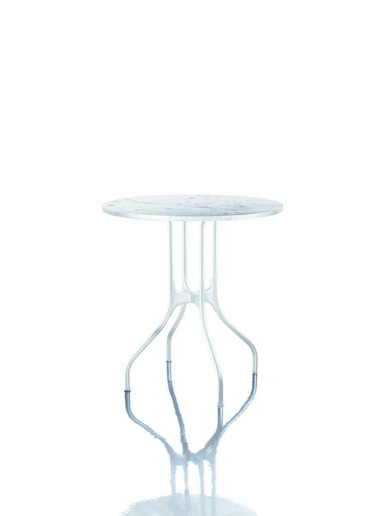 Magis - Mila rund Tisch - Ø70  - Platte Carrara-Marmor,weiß - Gestell weiß - indoor