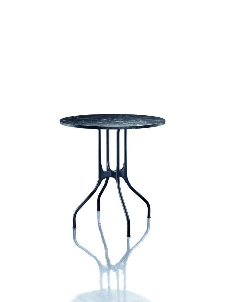 Magis - Mila rund Tisch - Ø70  - Platte Marquinia-Marmor, schwarz - Gestell schwarz - indoor
