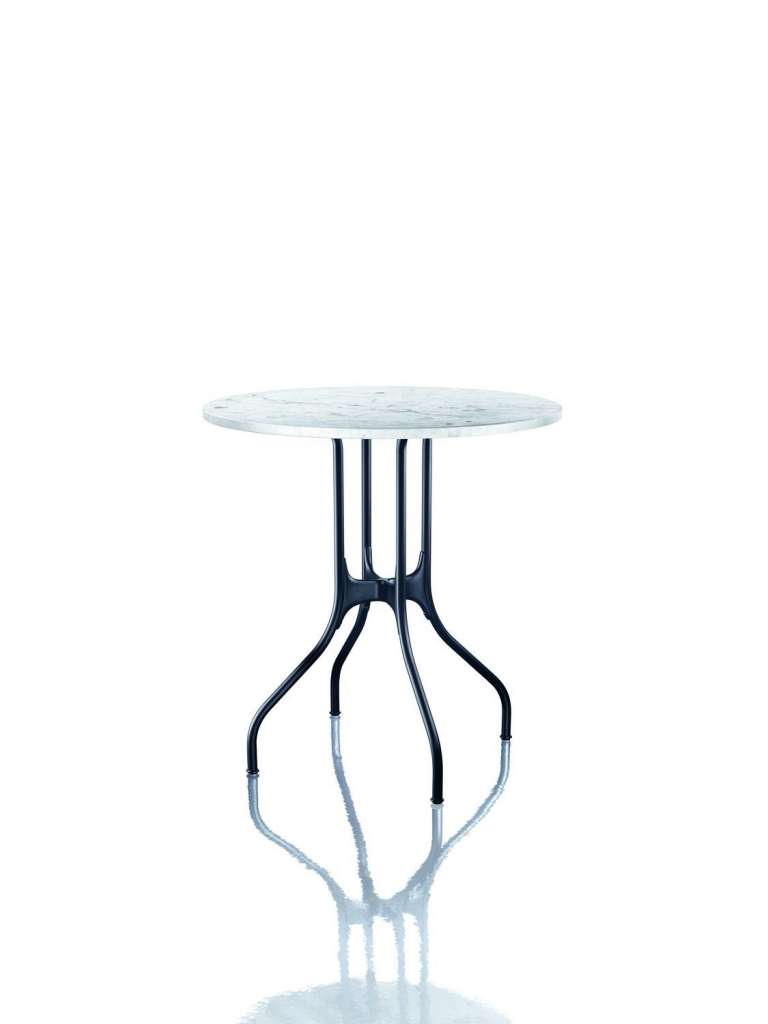Magis - Mila rund Tisch - Ø80  - Platte Carrara-Marmor,weiß - Gestell schwarz - indoor
