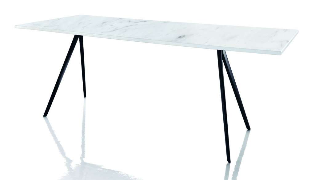 Magis - Baguette Tisch - weißer Carrara-Marmor - 205 x 85 cm - Gestell schwarz - indoor