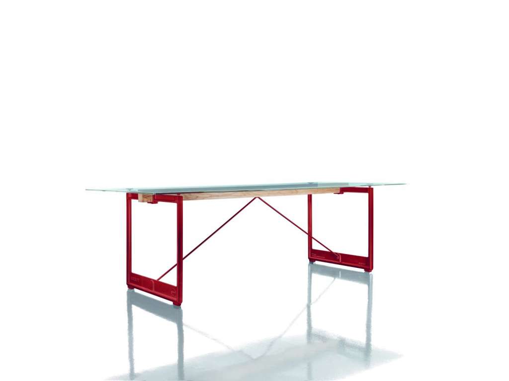 Magis - Brut Tisch rechteckig - rot/glas - indoor