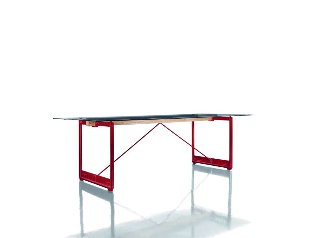 Magis - Brut Tisch rechteckig - rot/rauchglas - indoor