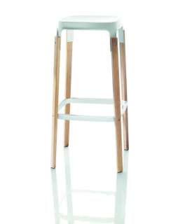 Magis - Steelwood Hocker - weiß - Gestell Buche natur - indoor