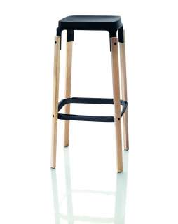 Magis - Steelwood Hocker - schwarz - Gestell Buche natur - indoor