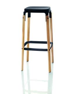 Magis - Steelwood Hocker - schwarz - Gestell Eiche natur - indoor