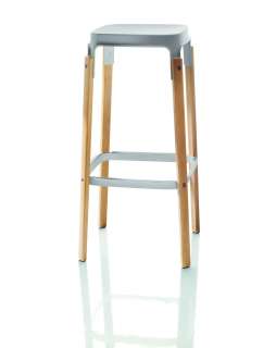 Magis - Steelwood Hocker - grau - Gestell Eiche natur - indoor