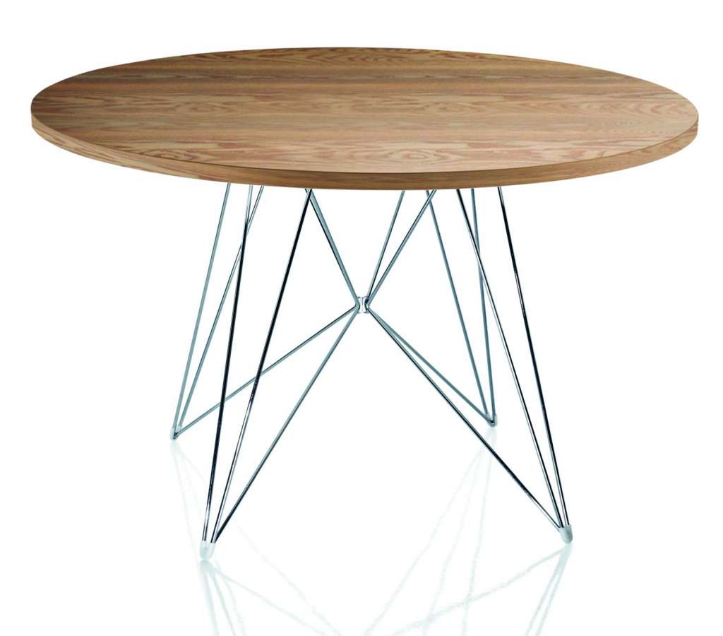 Magis - XZ3 Tisch - amerikanischer Nussbaum - Gestell verchromt - rund - indoor