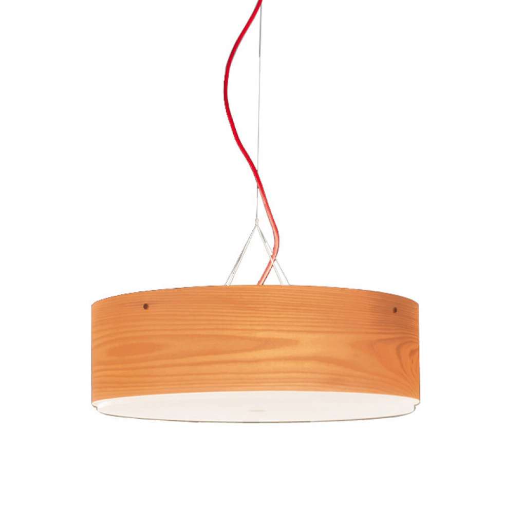 Belux - Arba Pendelleuchte M - ohne Leuchtmittel - mit Abdeckung - ahorn, rot - indoor