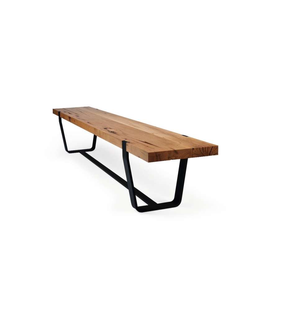 Janua - BB 12 Sitzbank - europ. Nussbaum - Gestell Tiefschwarz - 300x43 - indoor