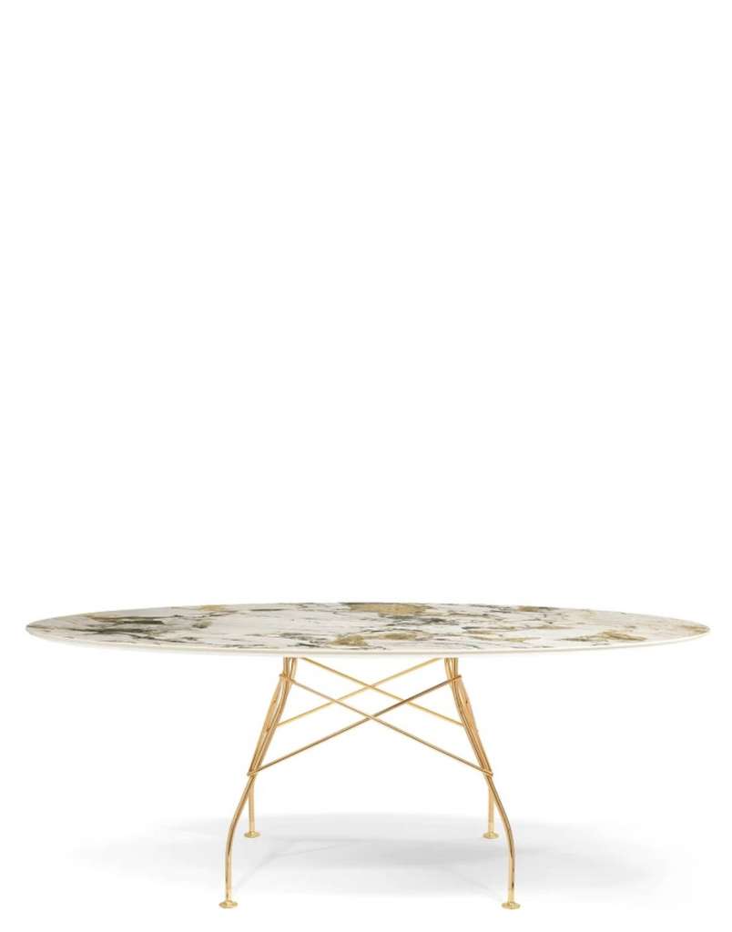Kartell - Glossy Tisch - MS Symphonie - oval - Gestell gold - indoor