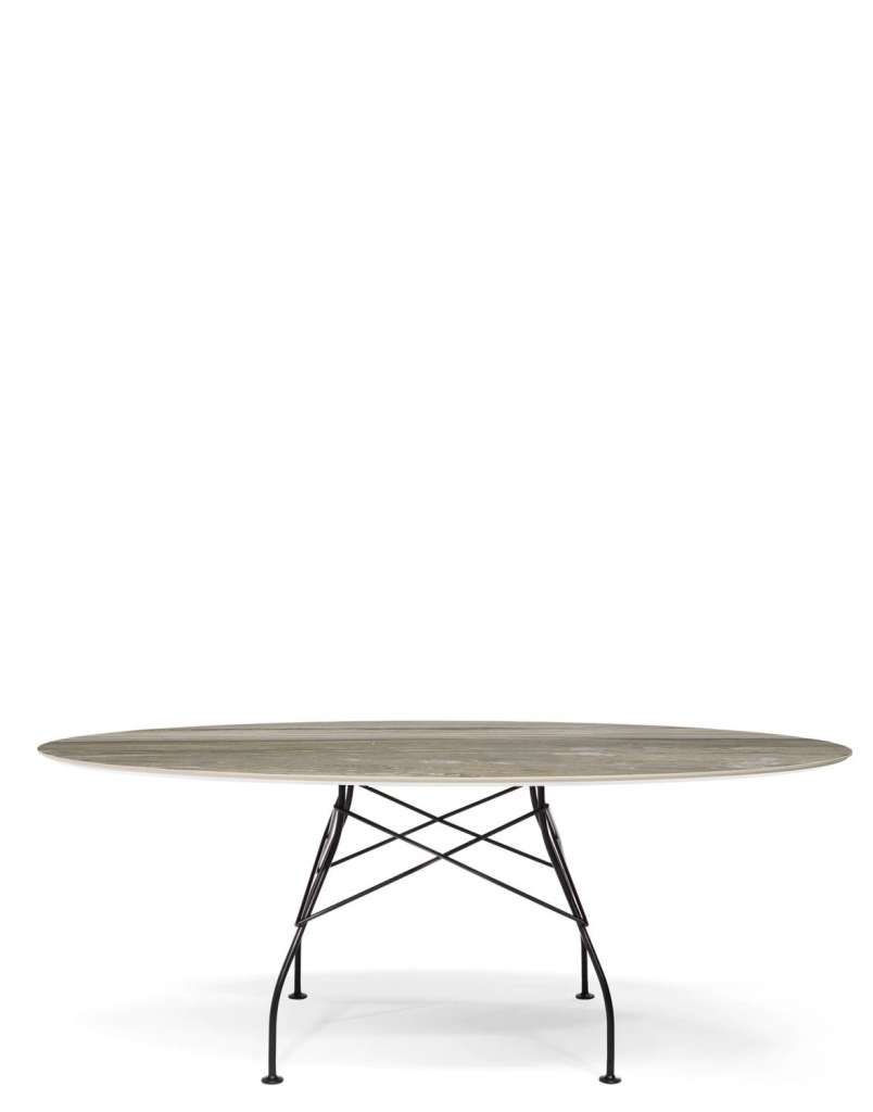Kartell - Glossy Tisch - MG Tropical Grey - oval - Gestell black - indoor
