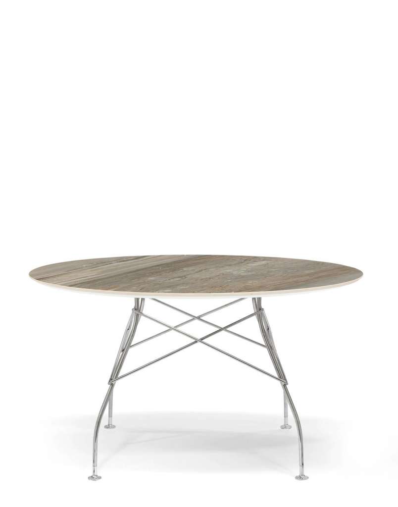 Kartell - Glossy Tisch - MG Tropical Grey - Gestell chrome - rund - indoor