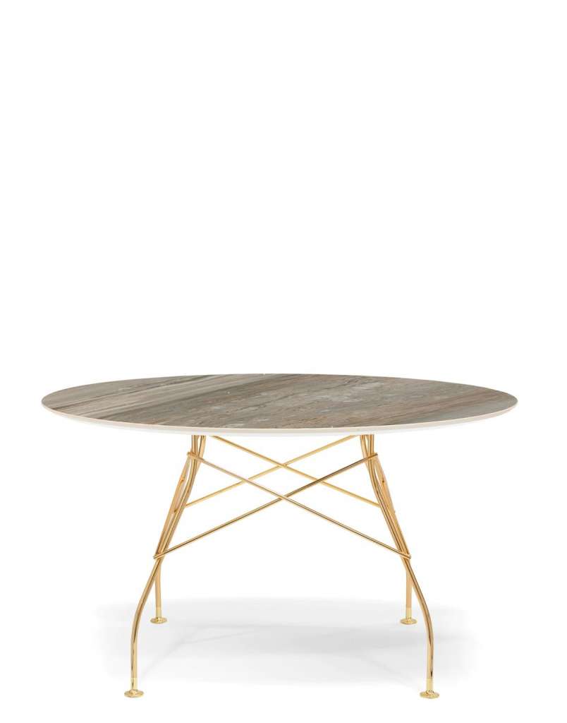 Kartell - Glossy Tisch - MG Tropical Grey - Gestell gold - rund - indoor