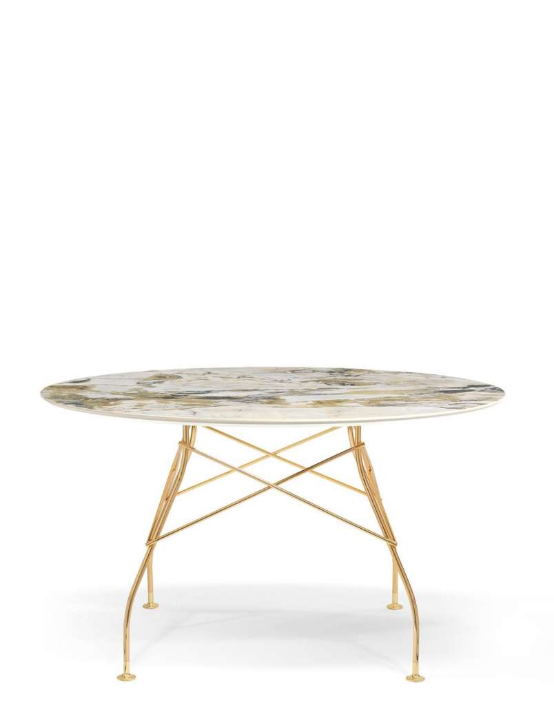 Kartell - Glossy Tisch - MS Symphonie - Gestell gold - rund - indoor