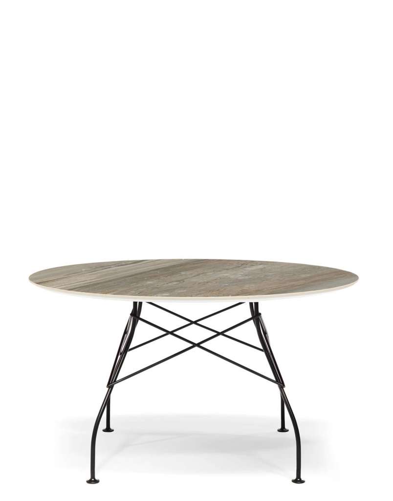 Kartell - Glossy Tisch - MG Tropical Grey - Gestell black - rund - indoor