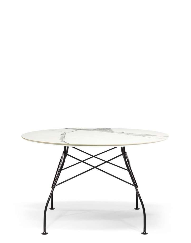 Kartell - Glossy Tisch - MB White - Gestell black - rund - indoor
