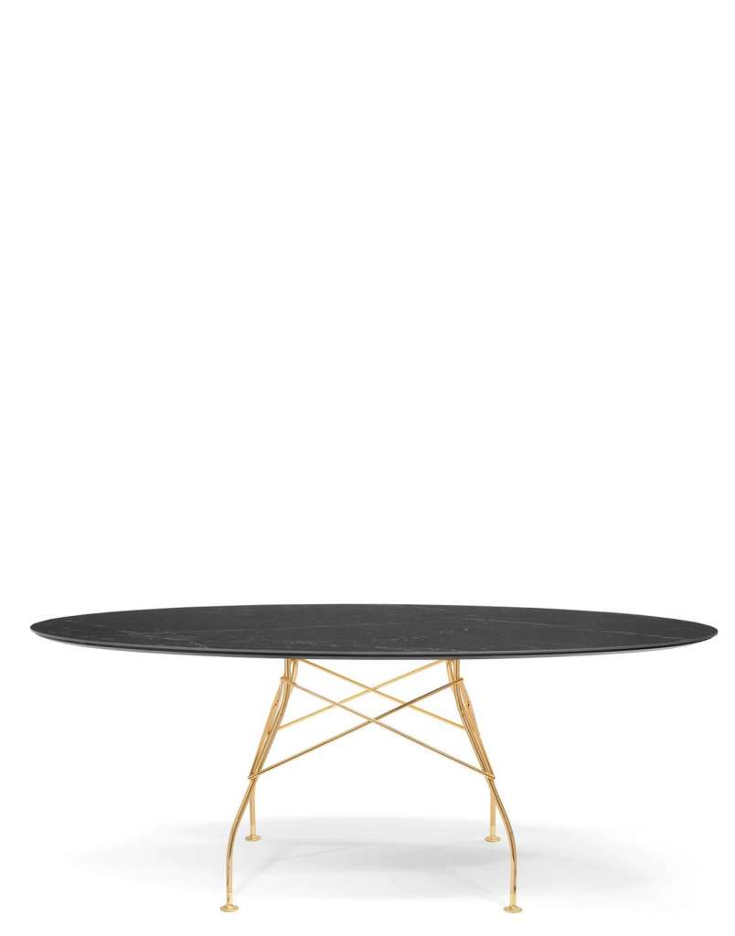 Kartell - Glossy Tisch - MN Black - Gestell gold - oval - indoor