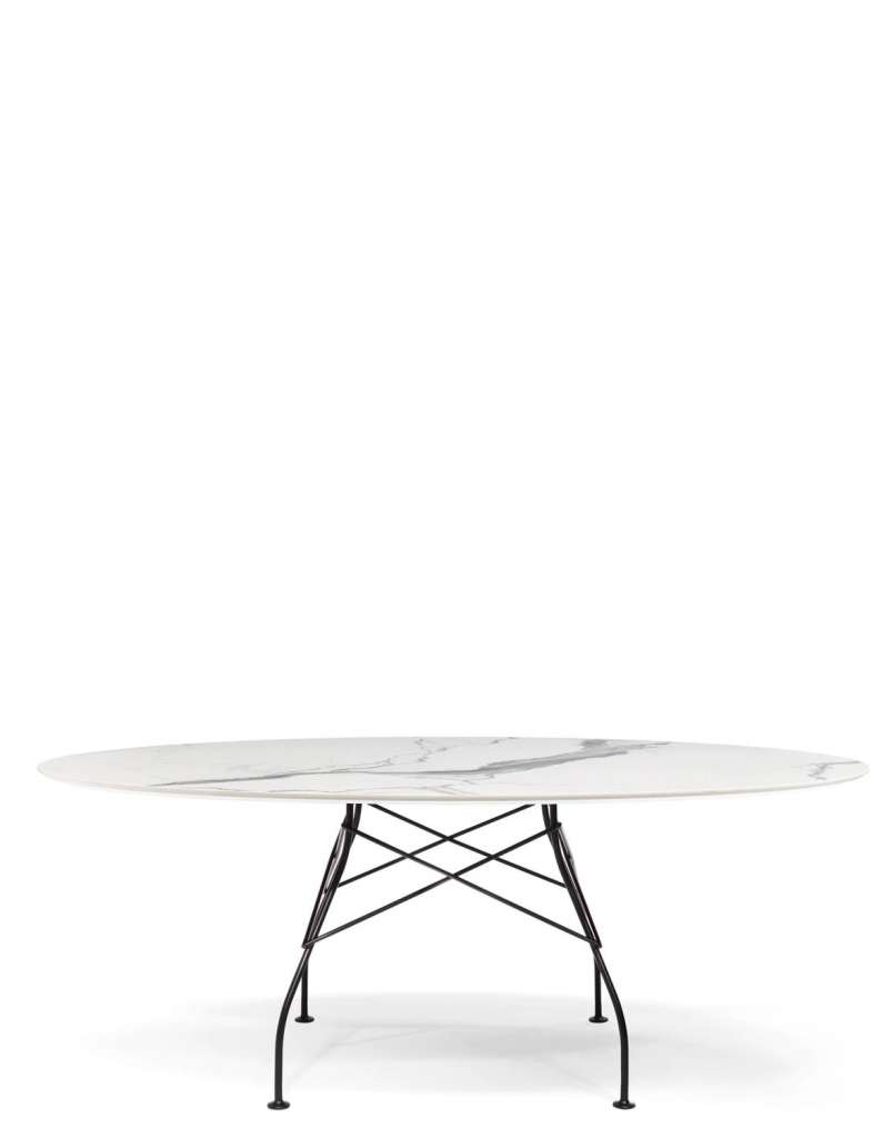 Kartell - Glossy Tisch - MB White - Gestell black - oval - indoor