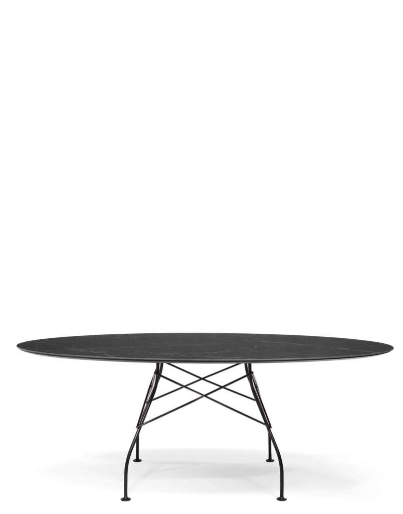 Kartell - Glossy Tisch - MN Black - Gestell black - oval - indoor