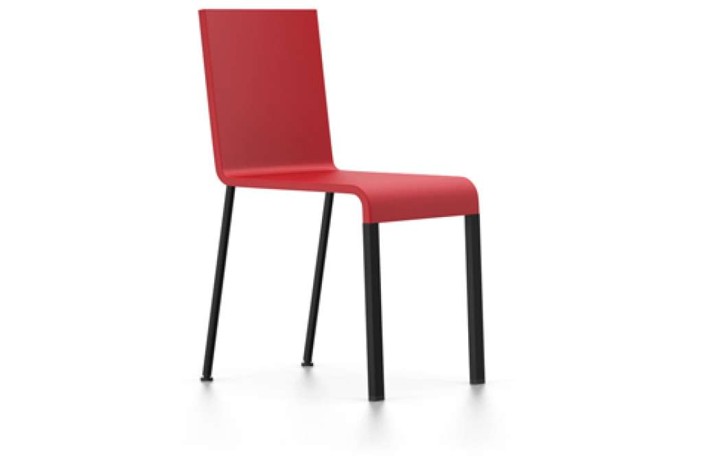 Vitra - .03 Stuhl - stapelbar - Untergestell pulverbeschichtet schwarz - Filzgleiter für harte Böden - Sitzschale signalrot - signalrot - indoor