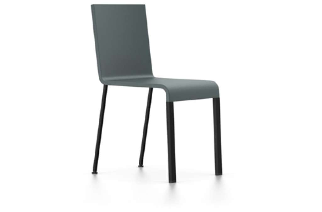 Vitra - .03 Stuhl  - stapelbar - Untergestell pulverbeschichtet schwarz - Filzgleiter für harte Böden - Sitzschale dunkelgrau - dunkelgrau - indoor