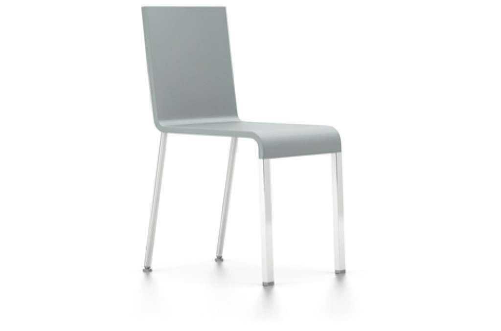 Vitra - .03 Stuhl - stapelbar - Untergestell glanzchrom - Filzgleiter für harte Böden - Sitzschale grau - grau - indoor
